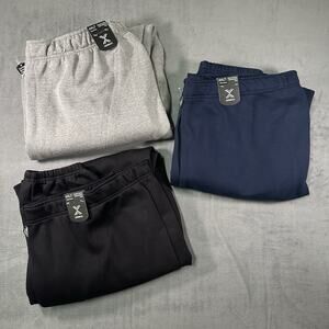 Xersion 3-Pack Fleece Sweatpants Mens 4XLT Loose Fit Open Bottom Black Gray Blue